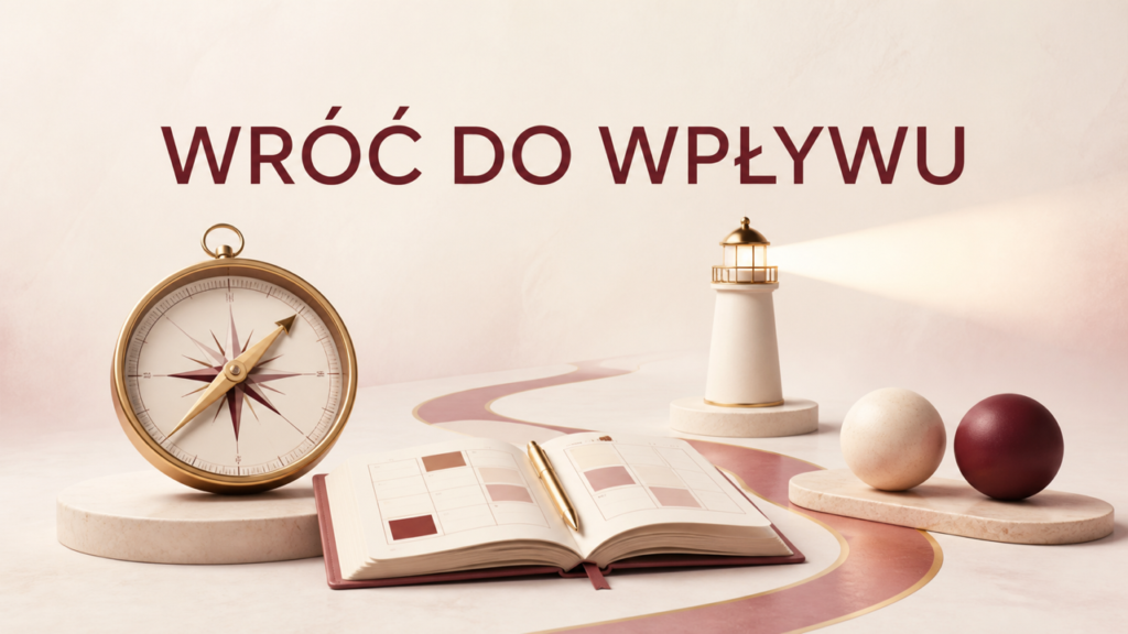 Kompas, planer, jasna latarnia i dwie kule symbolizujące odzyskiwanie wpływu w kryzysie