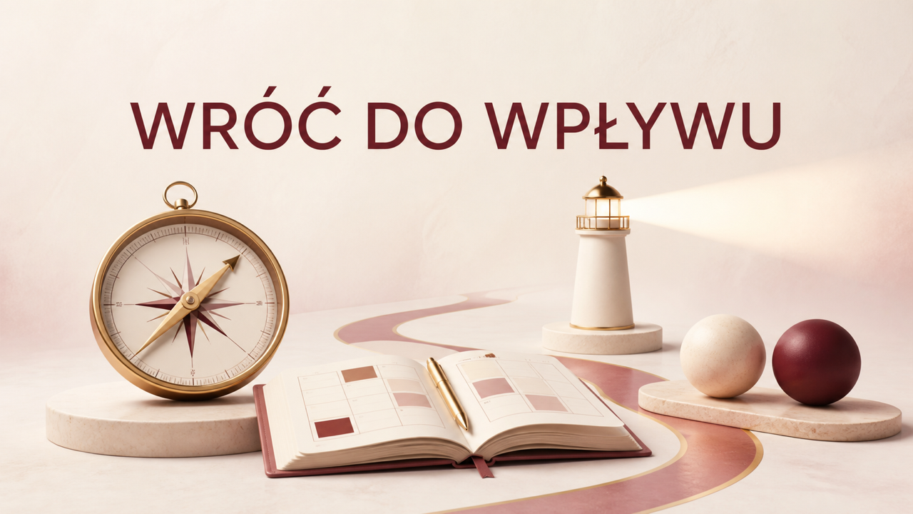 Kompas, planer, jasna latarnia i dwie kule symbolizujące odzyskiwanie wpływu w kryzysie