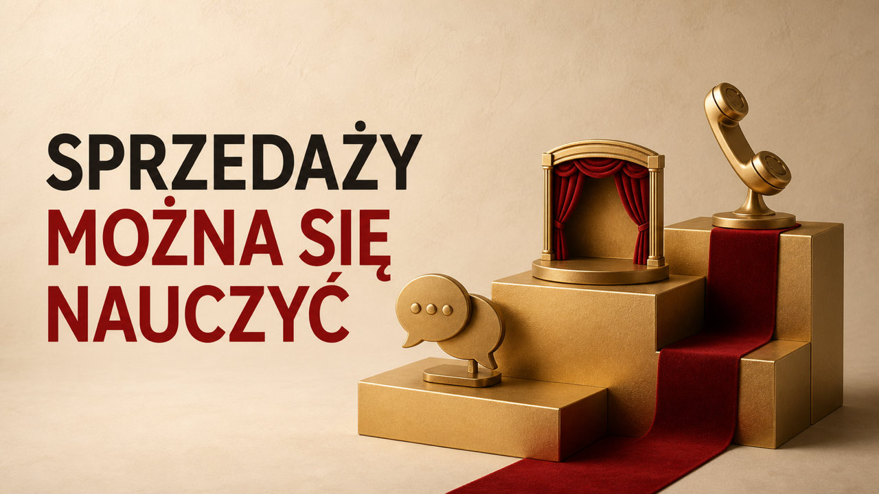 Trzy złote stopnie symbolizujące naukę sprzedaży przez rozmowę scenę i telefon