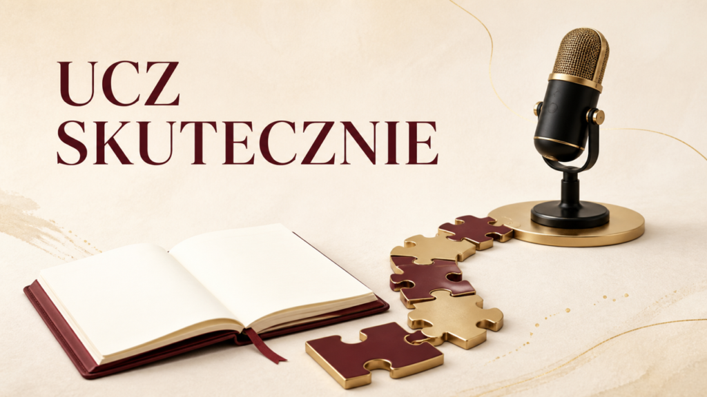 Układanka procesu szkoleniowego z mikrofonem i notesem na jasnym tle